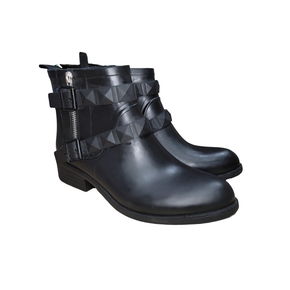 Rebecca Minkoff Women's Black Rubber Ankle Booties Rain Boots Size 8‎ M